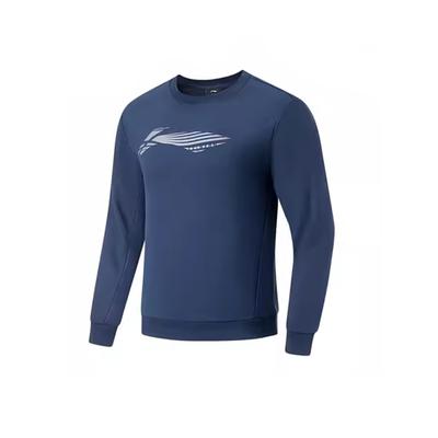 Li-Ning Минималистичная мода Спортивный теплый удобный пуловер с круглым вырезом с большим принтом логотипа Мужская толстовка AWDTA63-5