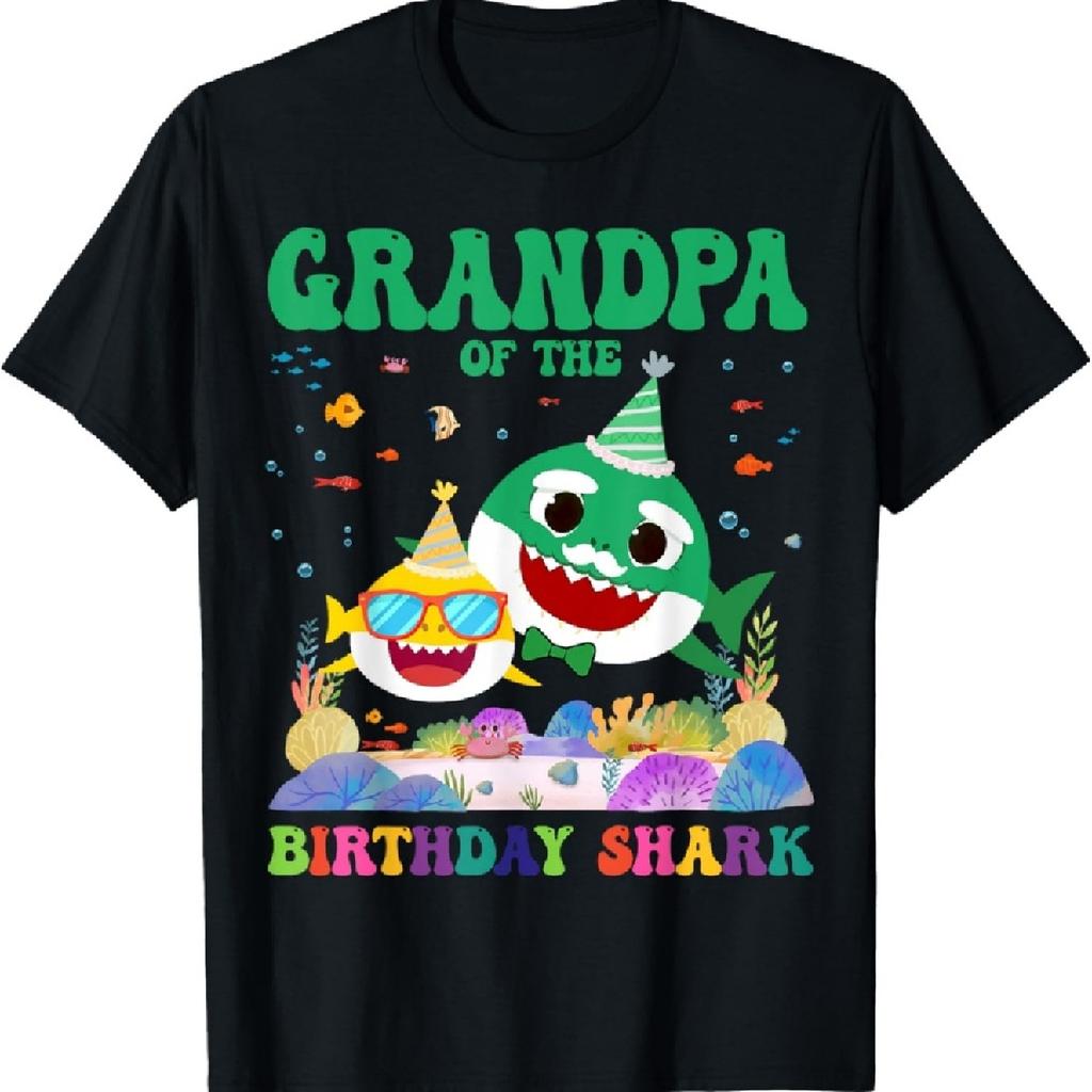 Funny Grandpa Of The Birthday Shark Kid Family Bday Matching T-Shirt