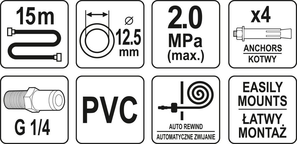 PNE CABLE 12.5mm x 15m ON AUTO REEL YT-24246 YATO
