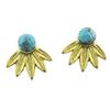[P8217] - Handmade 'Boho' Earrings (feathers) Turquoise Gold - 11x10 Mm