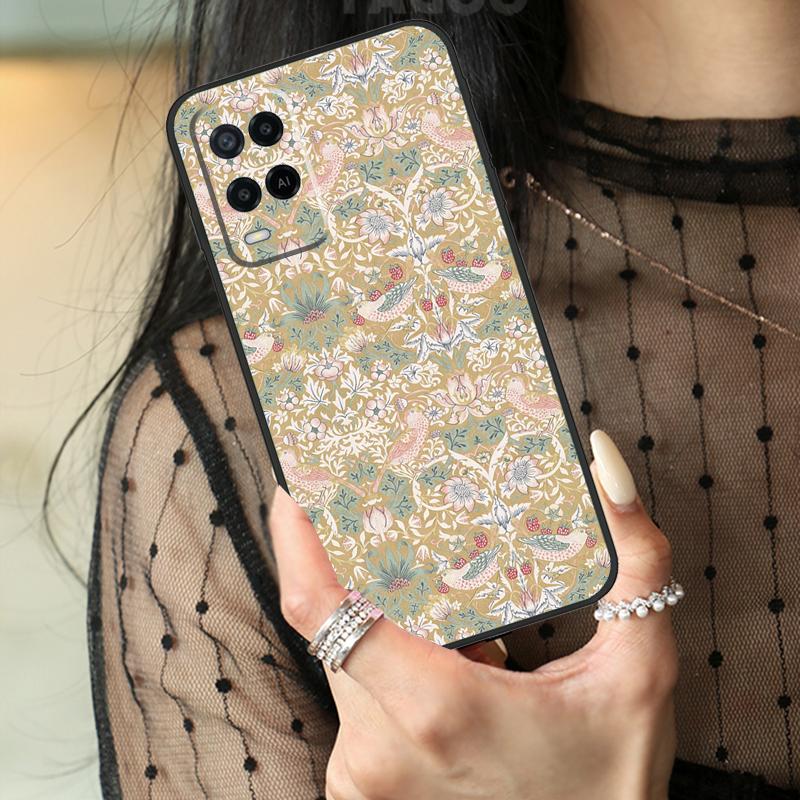 William Morris Strawberry Thief Case For Oppo A5 Pro A15 A17 A57 A77 A18 A38 A58 A78 A98 A94 A74 A54 A40 A60 A80 A96 A76 A16