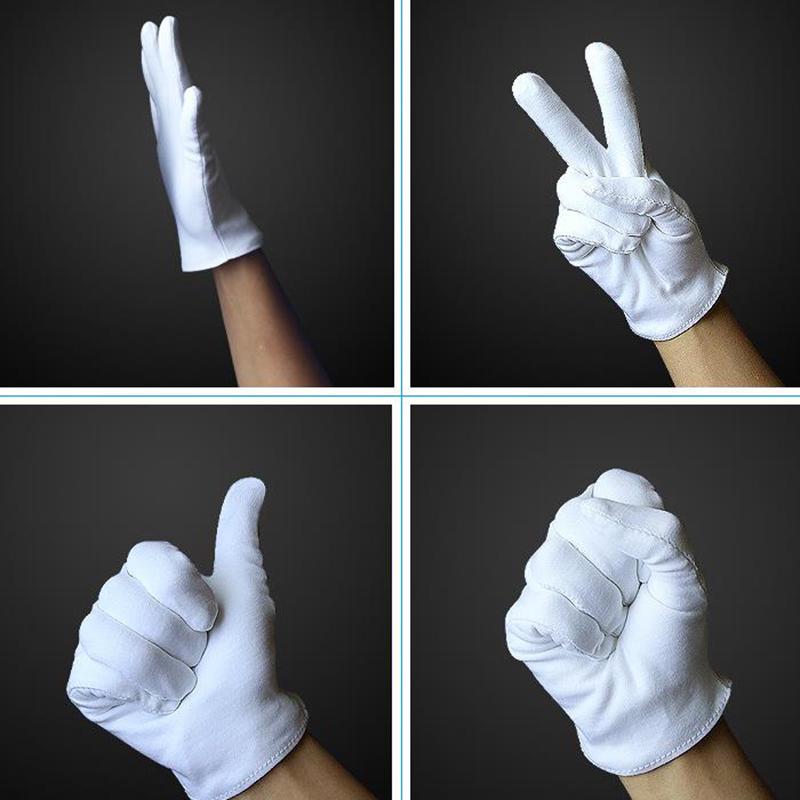 Рабочий хлопок Белый хлопок Инспекция Белый Wenwan Этикет Белый 2 пары Перчатки Трудовое страхование Аксессуары