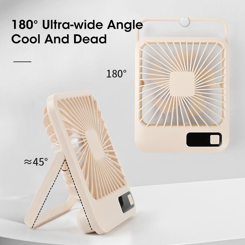 Portable Table Fan Desk 7H Timing Ultra Quiet Small USB Rechargeable Cooling Fan 5 Speeds Powerful Wind Offices Home Fan