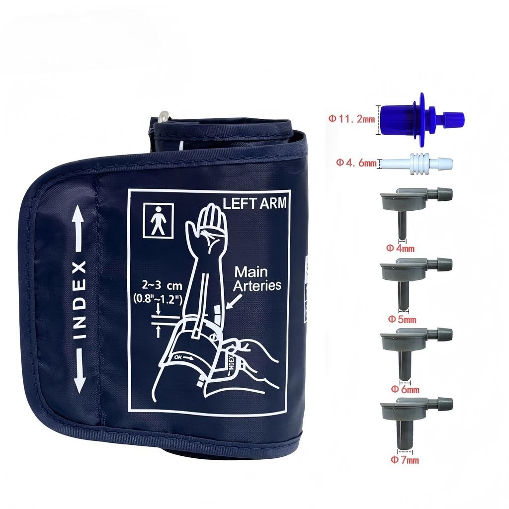 Adjustable Adult Arm Blood Pressure 17-22cm/22-32cm/22-48cm Cuff Big Size With 6pcs Connector Cuff Tube Blood Pressure Tonometer