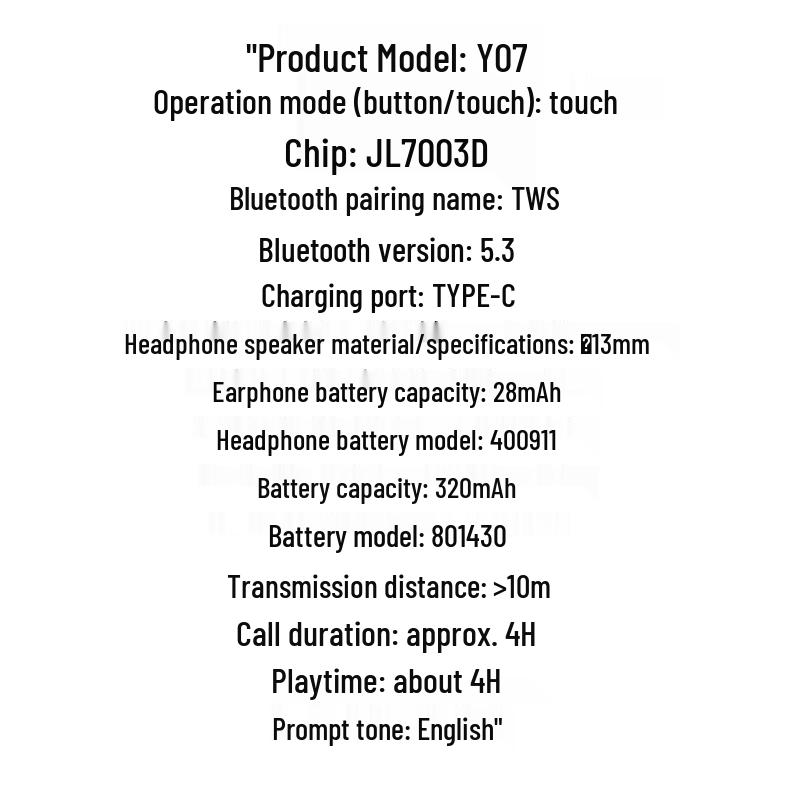 Y07 A7pro Беспроводные TWS наушники-вкладыши Bluetooth 5.3 с шумоподавлением, Высококачественный звук и Сверхдолгий срок службы батареи, 7-е поколение