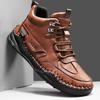Men Shoes Hand-stitching Leather Men Boots Split Leather Casual Leather Shoes Men Ankle Boots