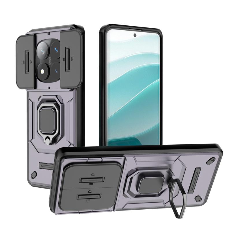 For Xiaomi Redmi Note 14 Pro Plus 5G Case Slide Camera Shockproof Armor Case For Redmi Note 14 Pro+ Magnetic Ring Stand Cover