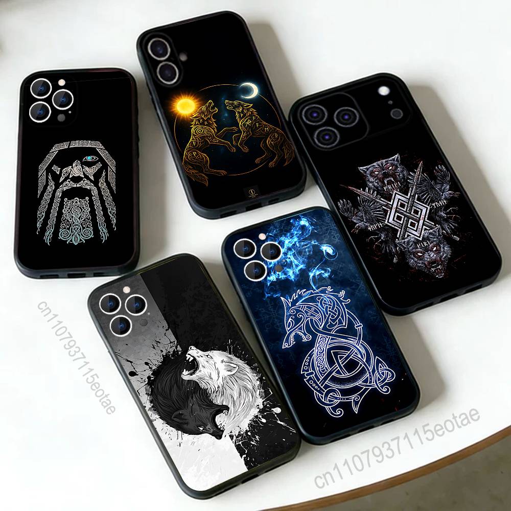 Чехол для телефона Один И Фенрир Силиконовый Мягкий Для IPhone 16,17,15,11,13,12,14,Mini,Pro,Max,Plus,Air,E Черный