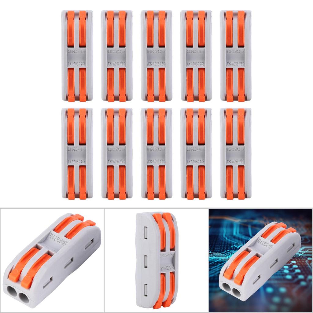 10PCS PCT22 Color Button Wire Connector 2in2out Quick Terminal Block for Wiring ClipMonochrome