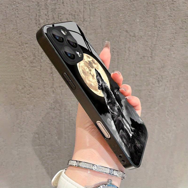 Стильный чехол для телефона из стекла с рисунком ночного волка для iPhone 17 16 15 14 13 12 11 Pro Max 16E 17Air 7 8 15 Plus XR XS X