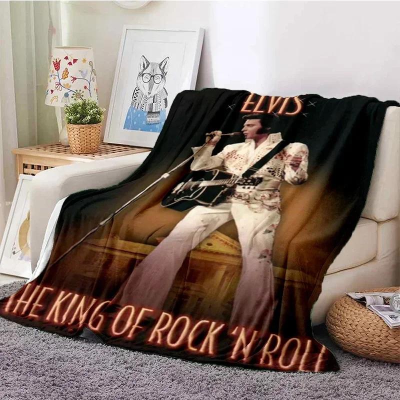 E-Elvis Presley Throw Blanket Soft Flannel Thin for Bed Sofa Cover Bedspread Home Deco Picnic Cooling Blankets for Beds Gift