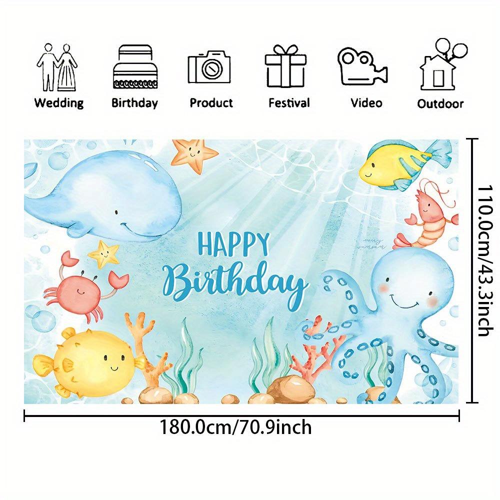1pc, underwater birthday photography background, cute animals with summer ocean theme, turtle photos, cake table banner
