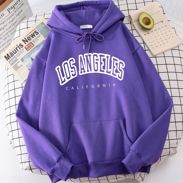 Женская толстовка с длинным рукавом Лос-Анджелес, Калифорния с буквенным принтом, модная негабаритная удобная спортивная одежда, свободная винтажная холодостойкая одежда