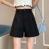 Женские шерстяные шорты с высокой талией больших размеров на осень/зиму - Черные повседневные шорты, подчеркивающие фигуру