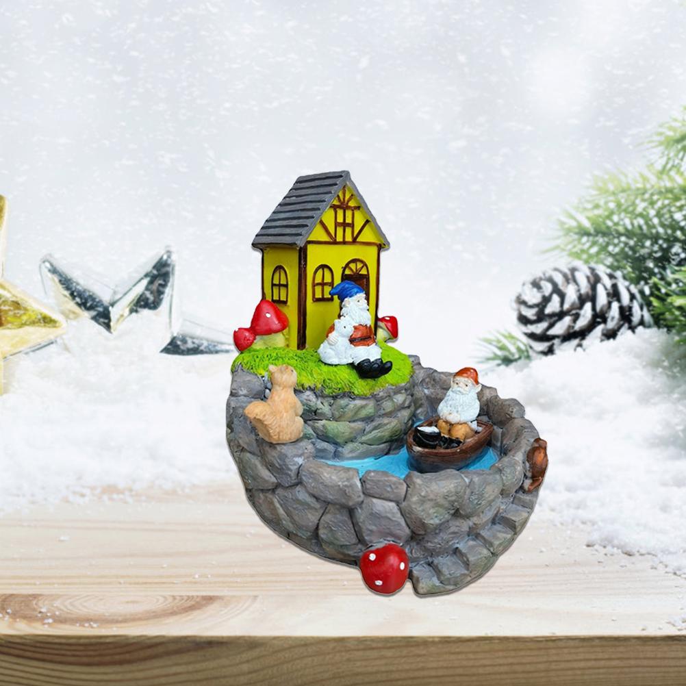 Solar Garden Fountain Ornament  Resin Outdoor Micro Landscape Decoration for Outdoor Patio Backyard Decking Decor