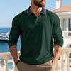 Мужская рубашка-поло в стиле business casual, свободного кроя, с длинным рукавом, классическим воротником и застежкой на пуговицах. Подходит для повседневной носки и офиса.