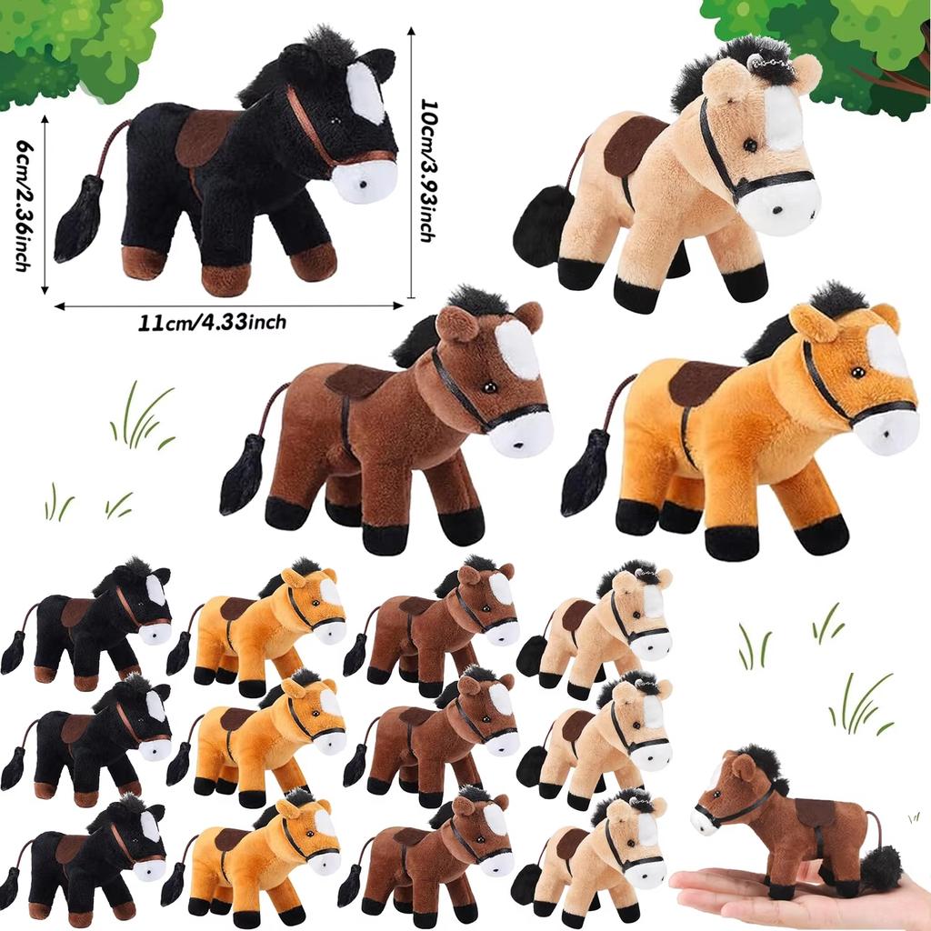 12-120Pcs 4Inch Horse Stuffed Animal Horse Toys Horse Plush Adopt A Horse Party Favor Standing Stuffed Horse Mini Plush Birthday
