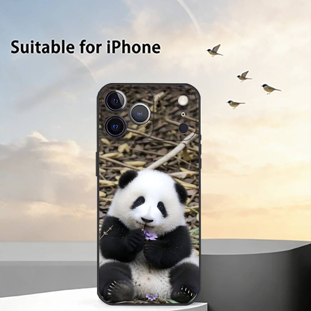 Милый чехол для телефона F-Fubao Животное P-Панда для iPhone 17,16,15,14,13,12,11 Plus,Pro Max,XS, Мягкий силиконовый черный чехол