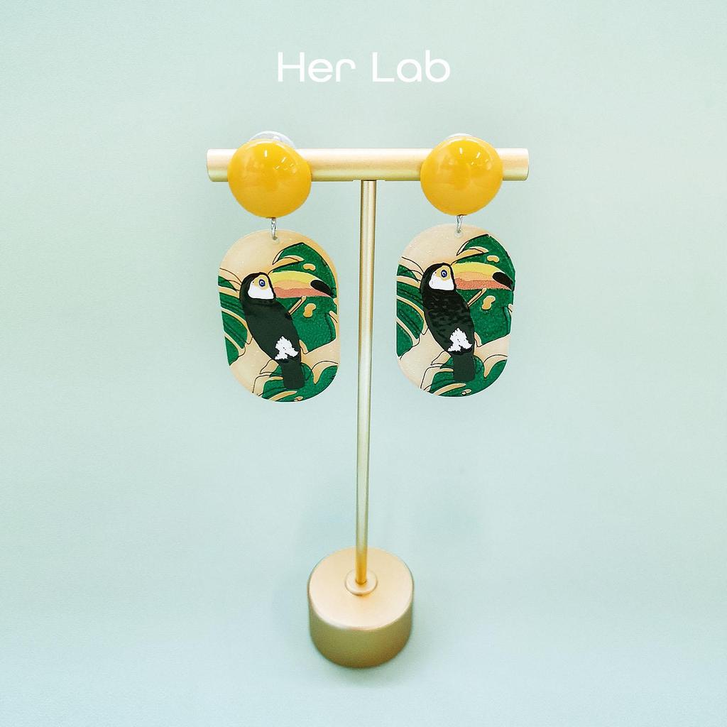 Her Lab | Цветные акриловые серьги с изображением сороки и попугая, висячие серьги из смолы, богемные модные ювелирные серьги для женщин и девочек