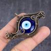 Синий Глаз Фатимы Ручная работа Медная проволока Плетение Ювелирная подвеска 1,77" r4P78