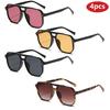 4pcs  Square UV Resistant Sunglasses Women Oversize Framed Blue Fashion Sun Glasses Men Retro Brand Glasses Durable Eyeglasses