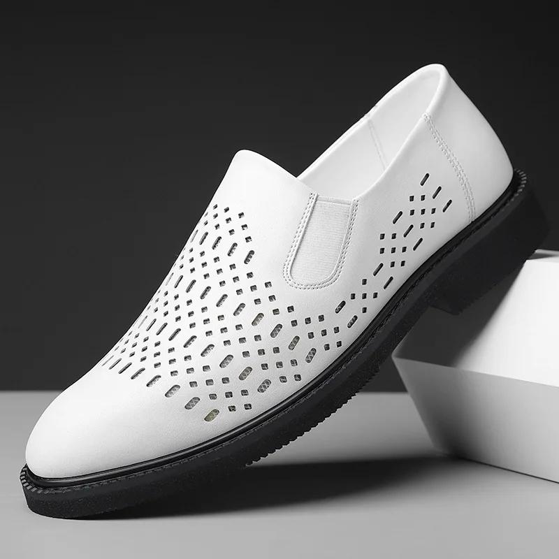 Модные дизайнерские новые мужские туфли на платформе с открытой подошвой, модные кожаные туфли на мягкой подошве, повседневные мужские туфли из коровьей кожи для мужчин