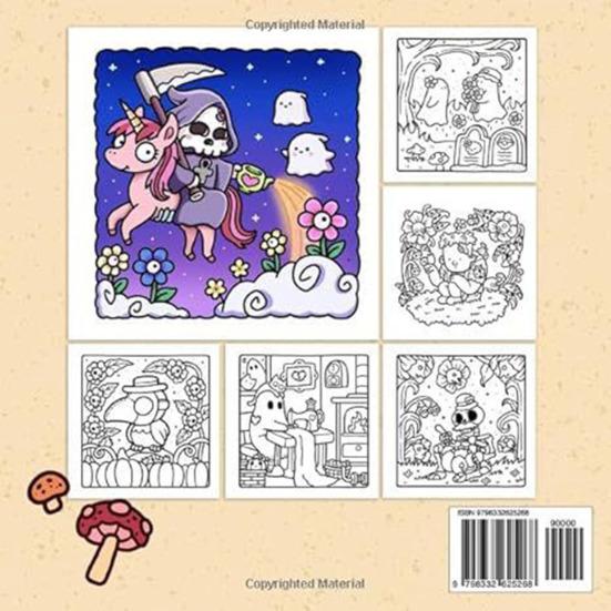 Cartoon Coloring Book Single-Sided Pages Spooky Design Adults Teens Relaxation Coloring Page Illustrations