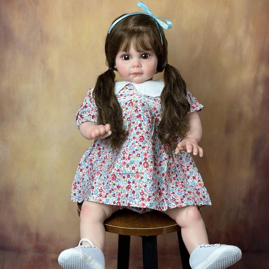 BZDOLL 60 см Reborn Baby, ручная работа, готовая кукла, 3D краска, кожа, силиконовая, для малышей, для девочек, реалистичное платье, принцесса Bebe