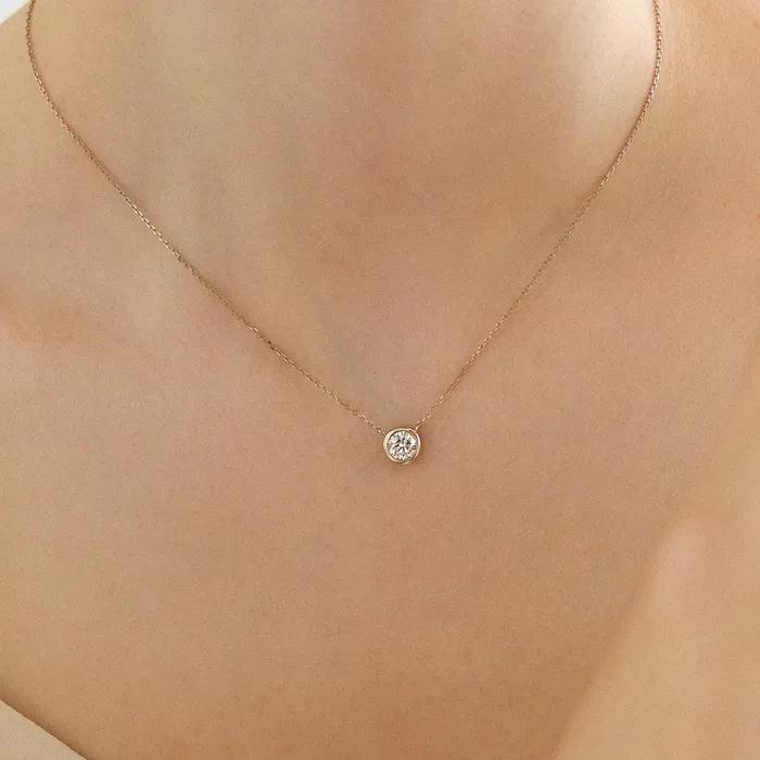 [14K/Lab Diamond] Basic Bezel Necklace (0.2 / 0.3 / 0.5 / 1ct)