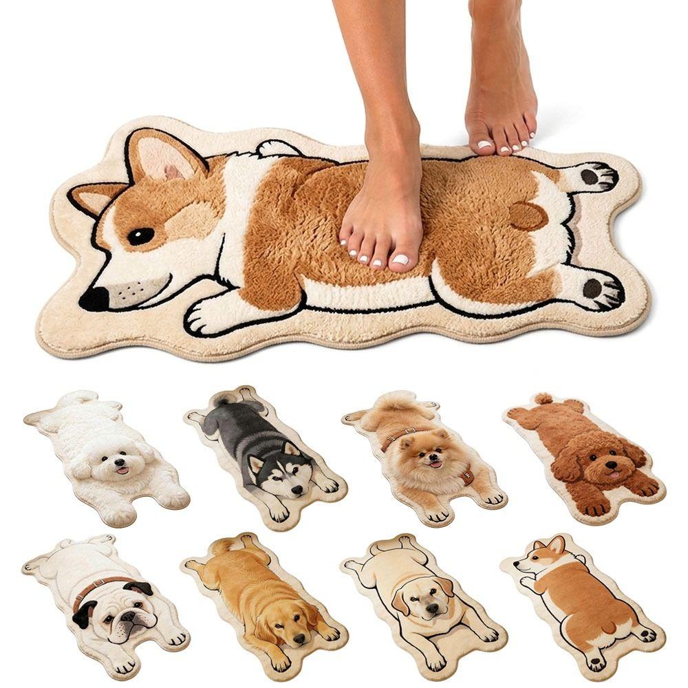 Pet Theme Rug Dog Shaped Rug Decorative Carpet Animal Floor Mat Cute Entryway Mat Bedroom Decor
