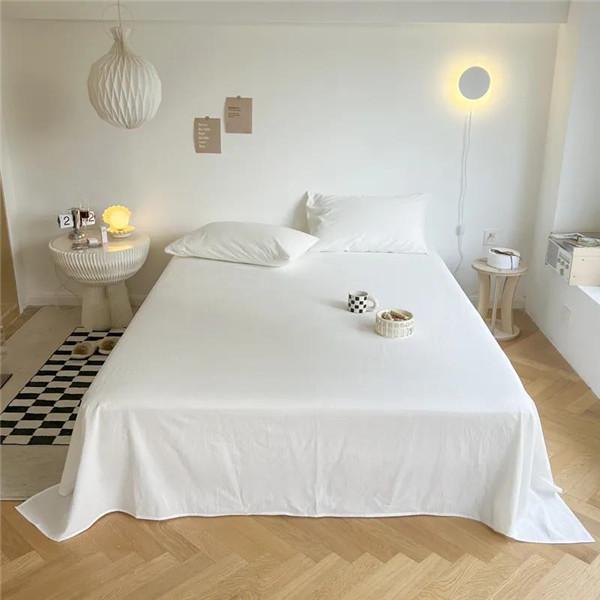 Soft Cotton Sheet Anti Dust Mite Mattress Cover Anti-Bacteria Flat Sheets Pure Color Bed Sheets Simple and Thickened Skin Friendly Double Bed