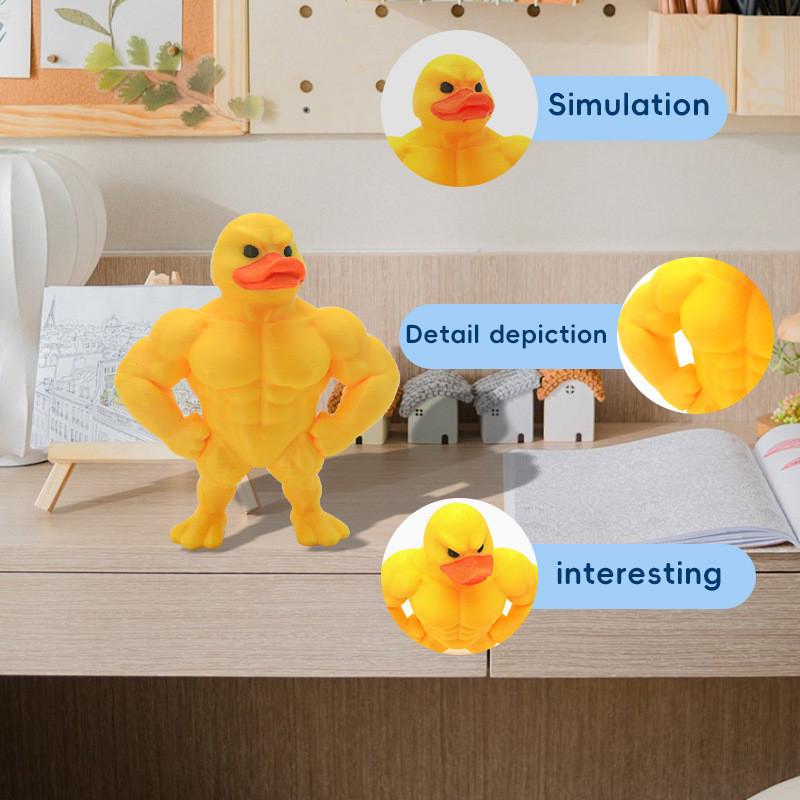 Originality Ornament Desktop Muscular Little Yellow Duck Stress Toy Relieving