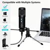 DEARING Condenser Microphone, Tabletop, Tripod, One-Click Mute, Noise Reduction, Volume Control, Earphone Monitor Function, Unidirectional, PC Microph