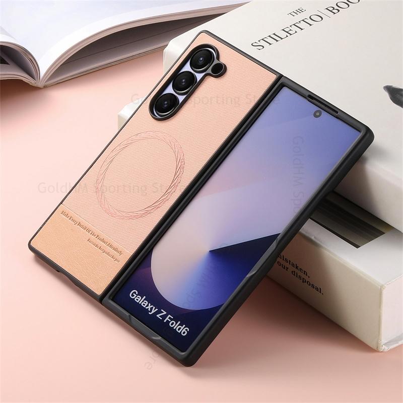 Для Magsafe Магнитный Кожаный Чехол для Телефона Для Samsung Galaxy Z Fold7 5G Беспроводное Зарядное Устройство Magsafing Жесткий ПК Прочный Чехол Для Samsung Z Fold 7 6 5 4 3 5G