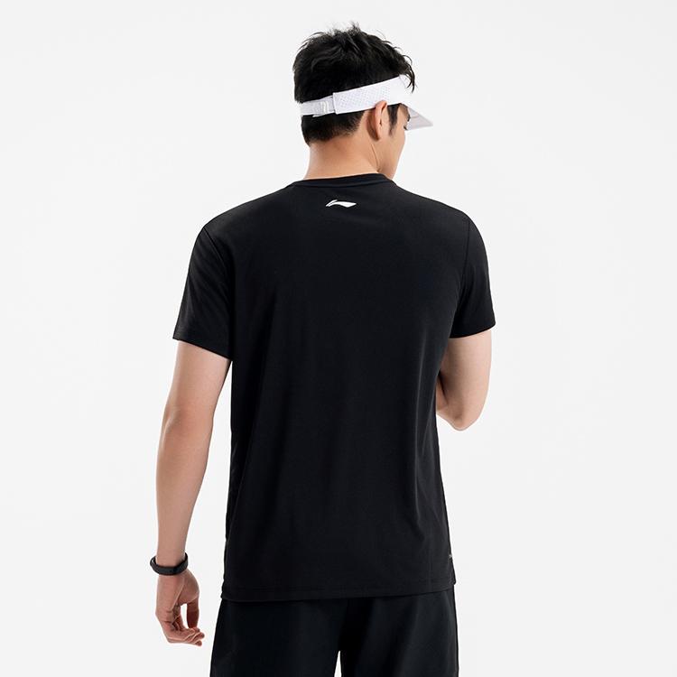 Li Ning Серия Настольный теннис Повседневная Удобная Футболка с коротким рукавом с принтом букв Унисекс Топы Черный AHSV611-1
