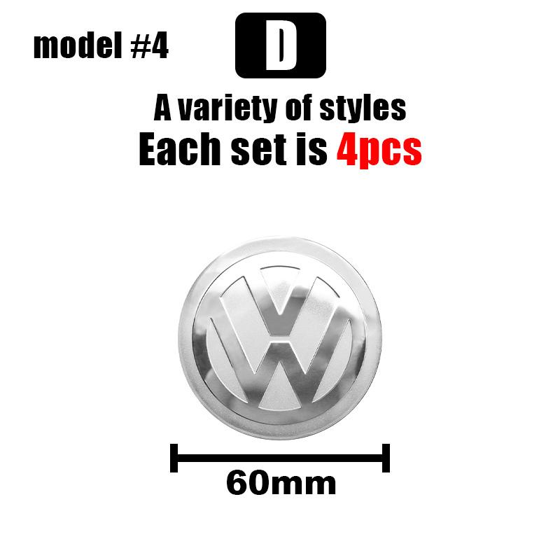 4pcs 56/60/65mm Volkswagen Car Wheel Center Cover Stickers Hub Cap For VW R Golf Touran Octavia Motion GTI Polo Auto Accessories