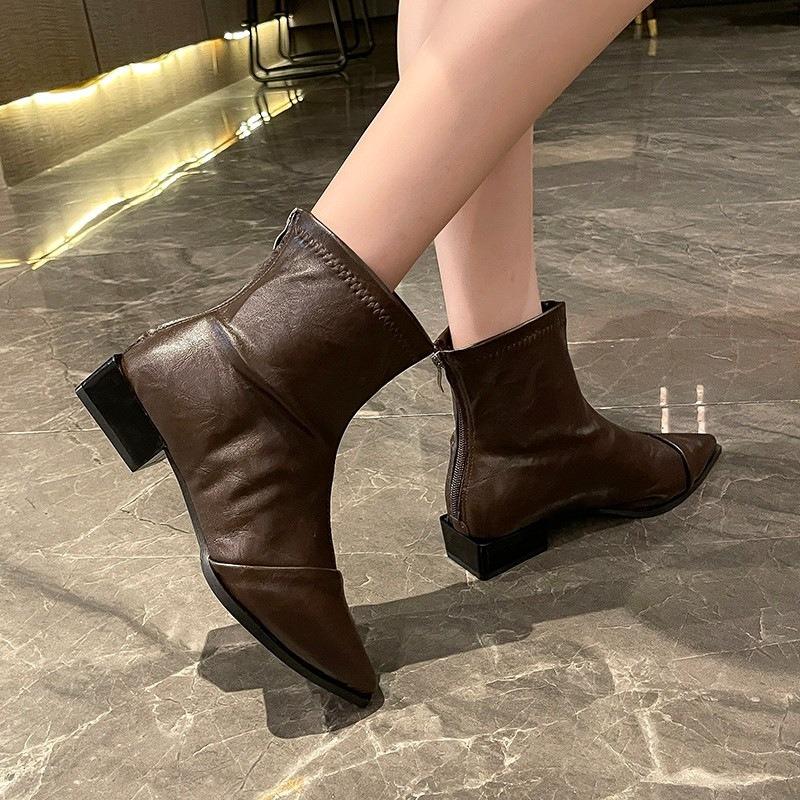 Fashion Versatile Short Boots Children Spring and Autumn New Temperament Pointed Fashion Boots with Skirts Thin Boots