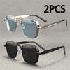 2PCS ZXWLYXGX Metal Steampunk Sunglasses Men Women Fashion Glasses Brand Designer Retro Vintage Sunglasses