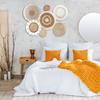 7Pcs/Set Boho Wall Basket Decoration Handmade Woven Round Flat Wall Hanging Decor Bohemian Decorative Rustic Rattan Seagrass Wicker Wall Art