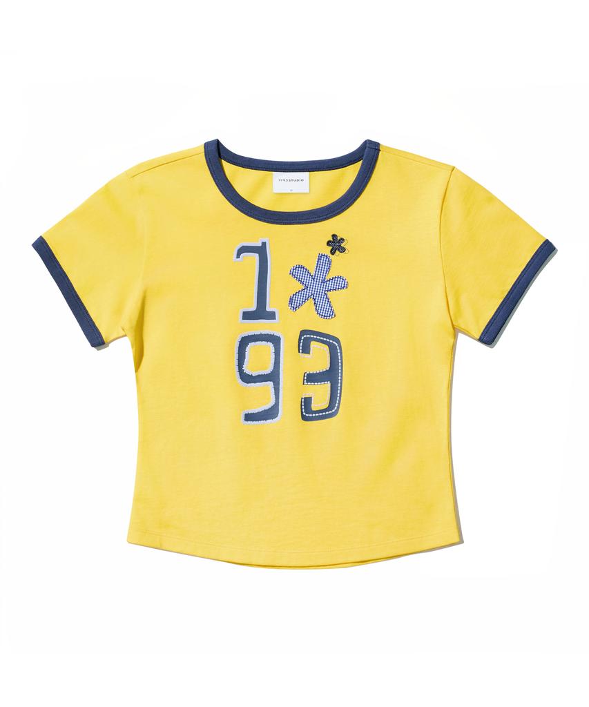 1993STUDIO W 1993 Flower Baby Ringer T-Shirt_Yellow