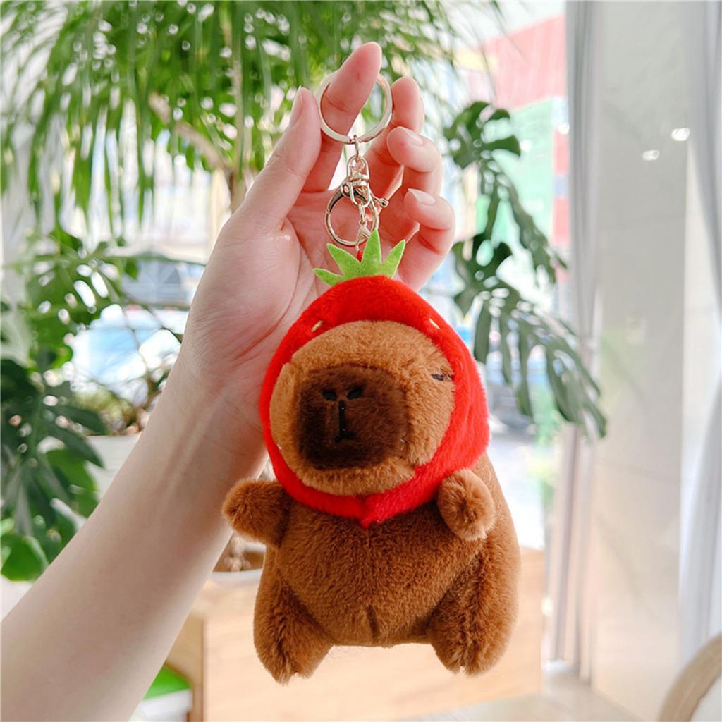 Capybara Plush Keychain Cute Bag Pendant Creative Fluffy Animals Keyring Kawaii Stuffed Doll Keychains Birthday Gift