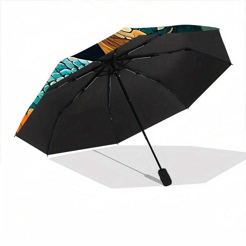 1pc Snake Jungle Automatic Open/close Folding Compact Umbrella, 8-Rib Sturdy Canopy, Lightweight Portable, Everyday Use, Gift,136