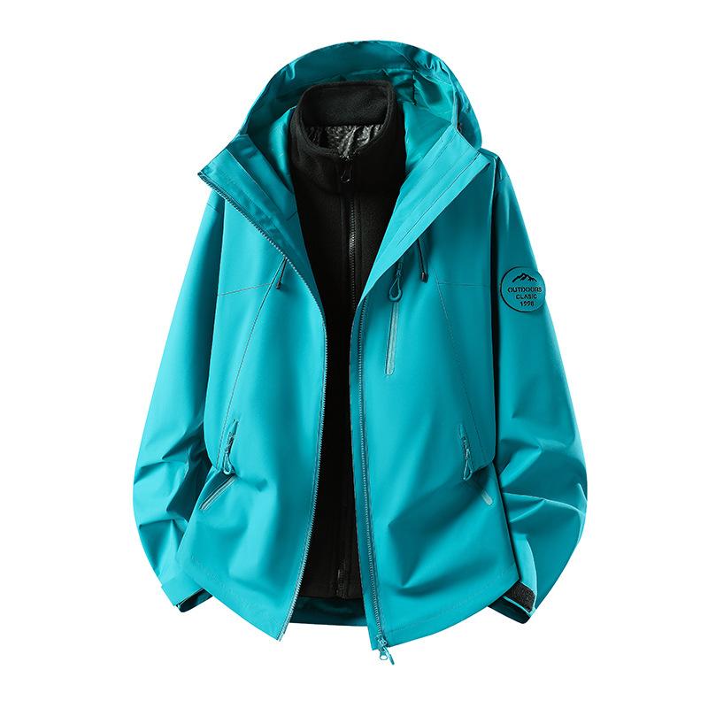 New high-quality couple models, men's and women's outdoor graphene three-in-one detachable jacket, windproof and waterproof for men and women