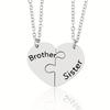 1 Set New Brother Sister Two Siblings Peach Heart Puzzle Necklace Stainless Steel Material Love Pendant Gift For Siblings Jewelry