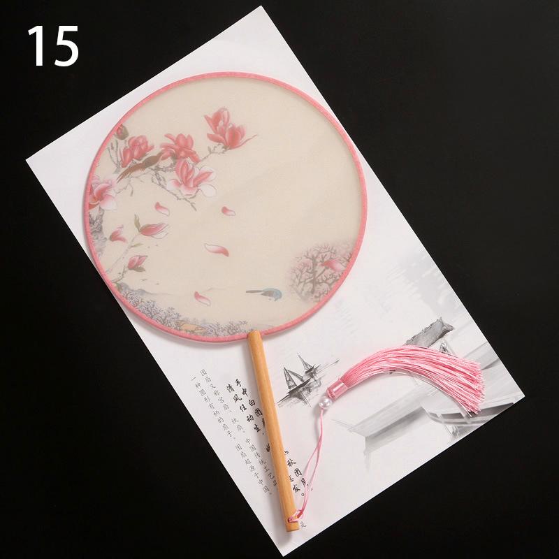 1шт классические печатные кисточки с длинной ручкой круглые веера круглый свадебный веер