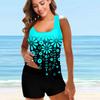 Women's Swimwear Tankini 2 Piece Swimsuit Water Droplet Flower Vacation Bathing Suits