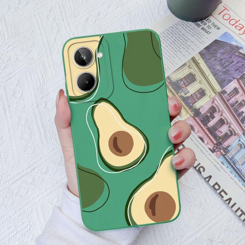 Чехол для телефона Realme 9 9i 4G 5G 5 6 7 8 9 10 Pro + противоударный матовый модный жидкий силиконовый чехол с цветком авокадо, мягкий ТПУ для OPPO Realme Fundas Coque