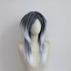 Mens Vintage Punk Medium Wig Cosplay Middle Part Black White Gradient Synthetic Hair