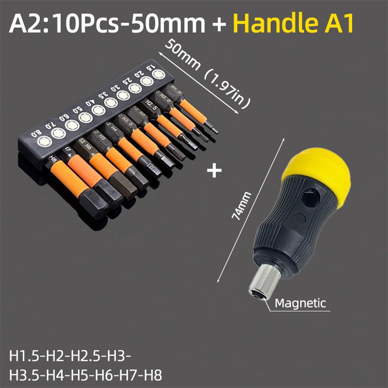 Набор отверточных бит с шестигранной головкой 50/100 мм, метрический, дюймовый, магнитный, S2, 1/4" шестигранный, Аллен, сверла, трещоточная рукоятка, ручные инструменты