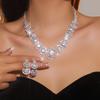 Bridal Jewelry Luxury Sparkling Rhinestone Necklace Earrings Set Versatile Necklace Earrings Two-piece Set